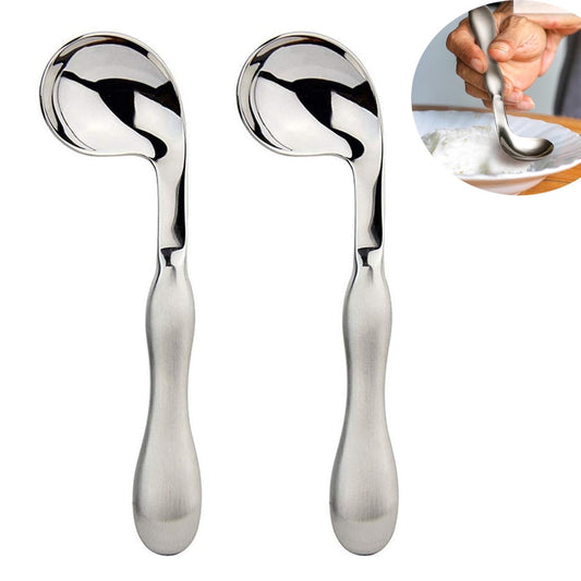 Adaptive Utensils for Elderly Tutuviw 2Pcs Curved Angled Spoon Weighted Utensils Weighted Angled Silverware V1189-WXFWAL-20260319-00475