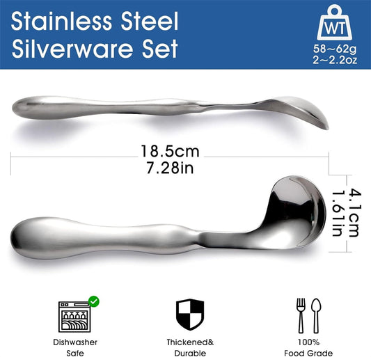 Adaptive Utensils for Elderly Tutuviw 2Pcs Curved Angled Spoon Weighted Utensils Weighted Angled Silverware V1189-WXFWAL-20260319-00475