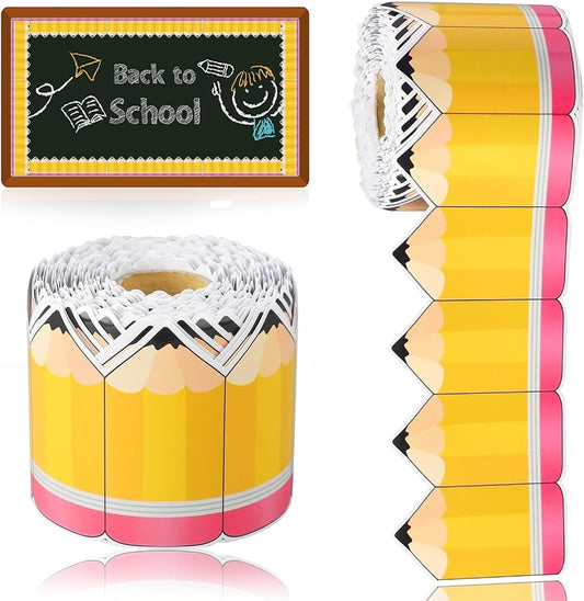 Tutuviw 1 Roll Bulletin Board Borders,59 ft Pencil Paper Die Cut Cutouts Borders Trims,Bulletin Board Decor V1189-WXFWAL-20260319-00491