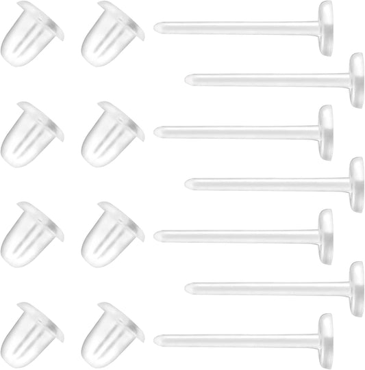 Clear Earrings For Sports, 400Pcs 18g Plastic Earrings For Sensitive Ears, Clear Stud Earrings for Work with V1189-WXFWAL-20260319-00492