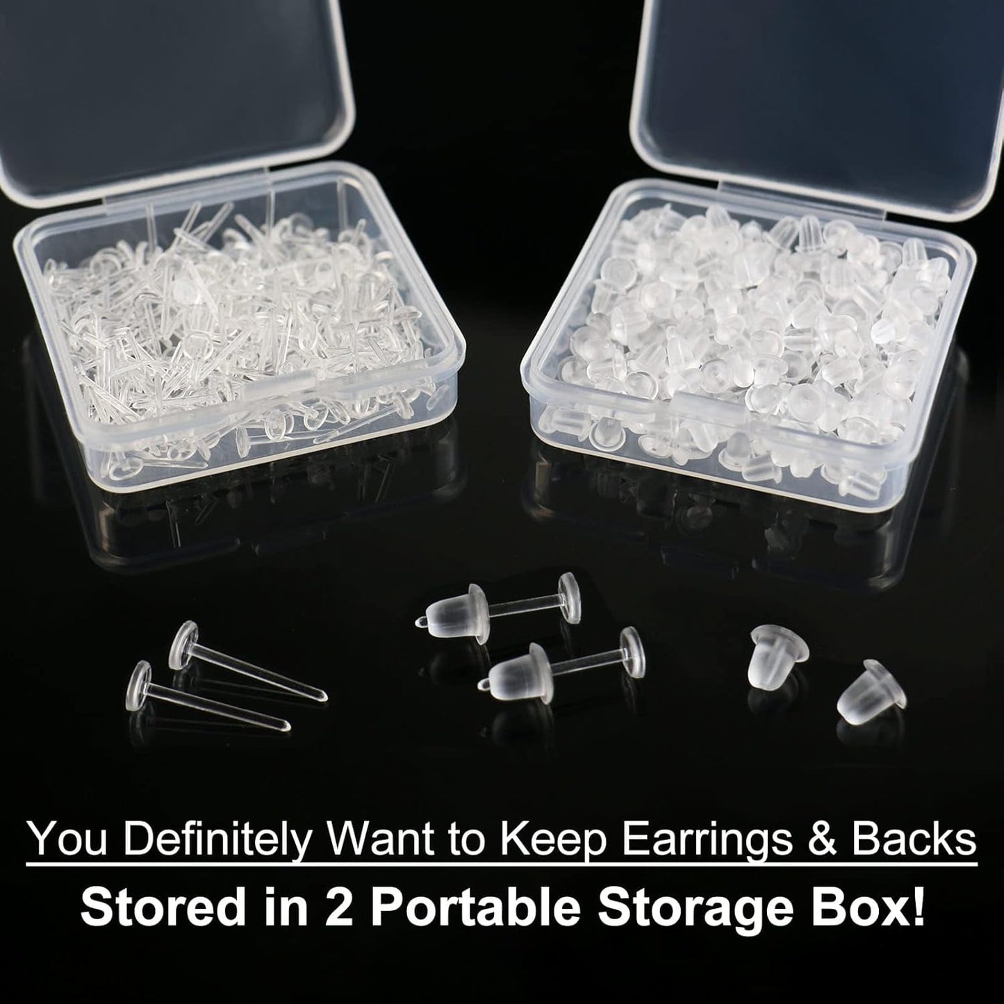 Clear Earrings For Sports, 400Pcs 18g Plastic Earrings For Sensitive Ears, Clear Stud Earrings for Work with V1189-WXFWAL-20260319-00492