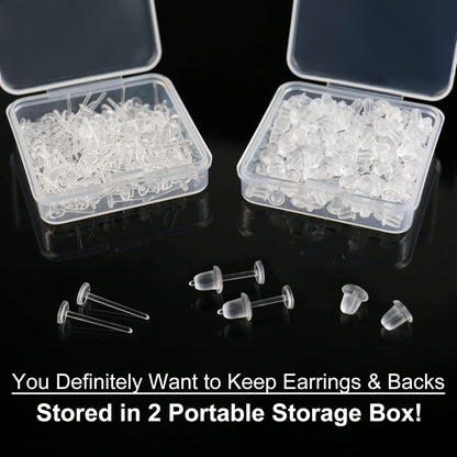 Clear Earrings For Sports, 400Pcs 18g Plastic Earrings For Sensitive Ears, Clear Stud Earrings for Work with V1189-WXFWAL-20260319-00492