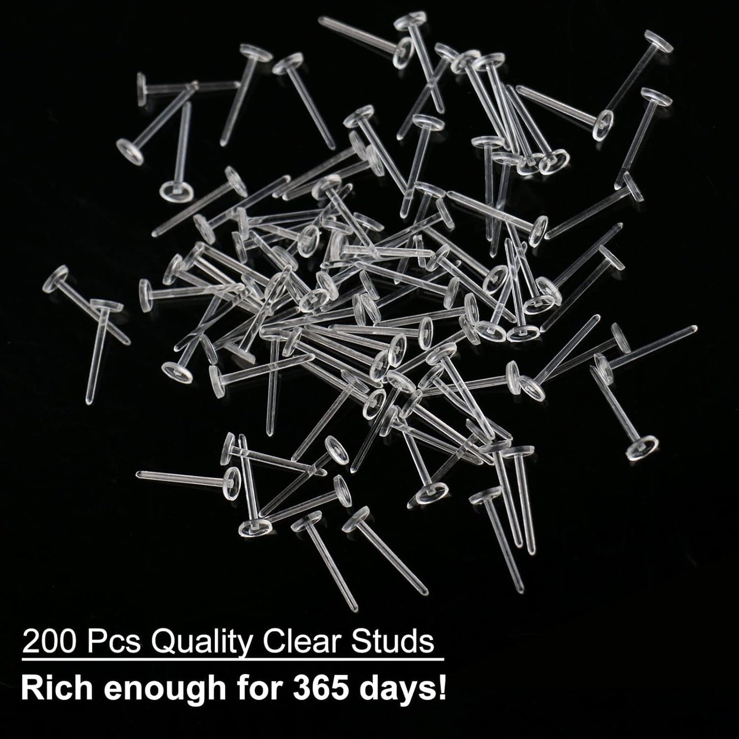Clear Earrings For Sports, 400Pcs 18g Plastic Earrings For Sensitive Ears, Clear Stud Earrings for Work with V1189-WXFWAL-20260319-00492