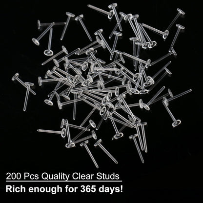 Clear Earrings For Sports, 400Pcs 18g Plastic Earrings For Sensitive Ears, Clear Stud Earrings for Work with V1189-WXFWAL-20260319-00492