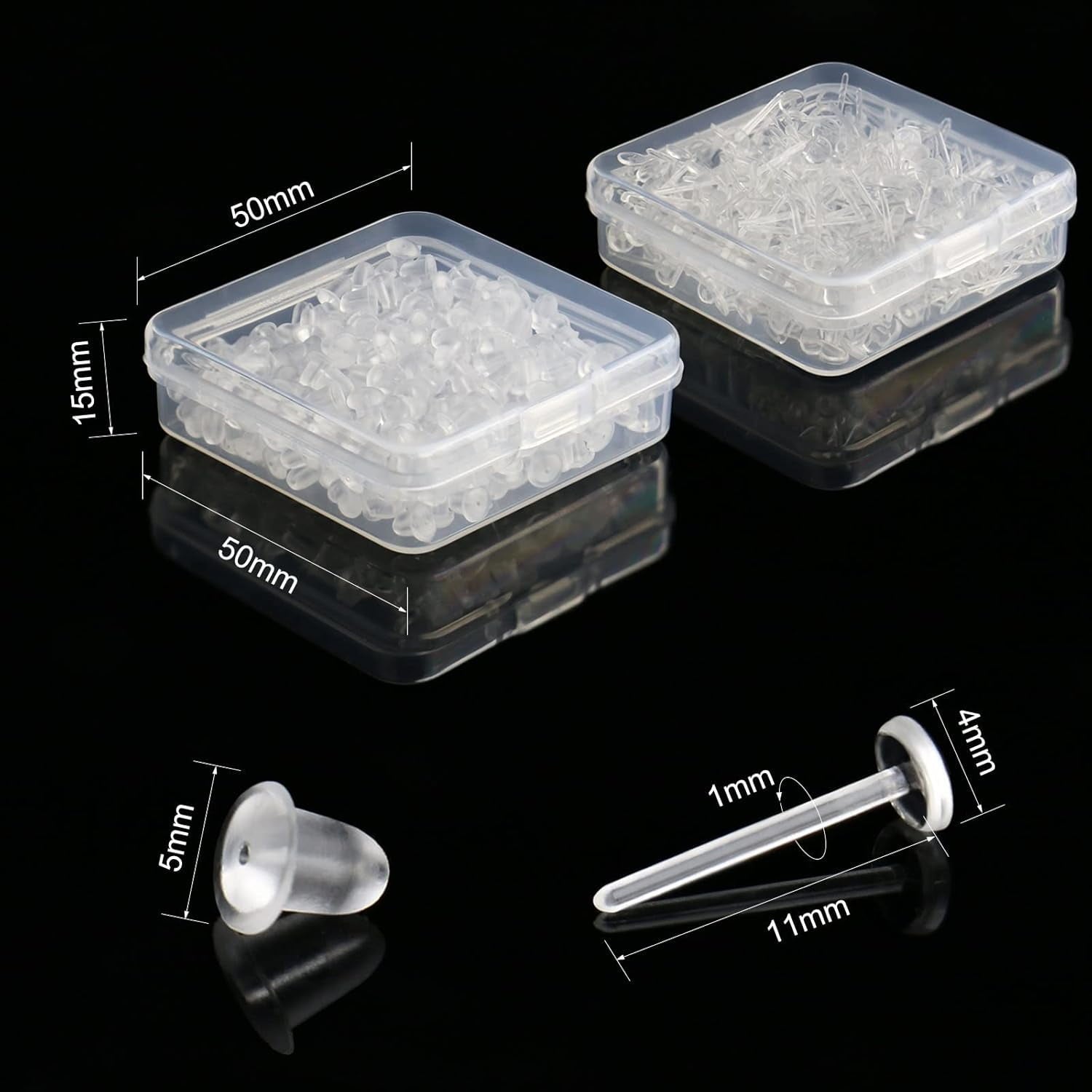 Clear Earrings For Sports, 400Pcs 18g Plastic Earrings For Sensitive Ears, Clear Stud Earrings for Work with V1189-WXFWAL-20260319-00492