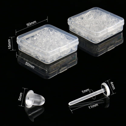 Clear Earrings For Sports, 400Pcs 18g Plastic Earrings For Sensitive Ears, Clear Stud Earrings for Work with V1189-WXFWAL-20260319-00492