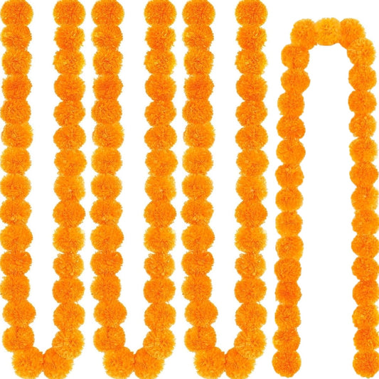 Tutuviw 4Pcs Marigold Garland,5 ft Diwali Wedding Party Mantle Decoration,Faux Artificial Marigold V1189-WXFWAL-20260319-00498