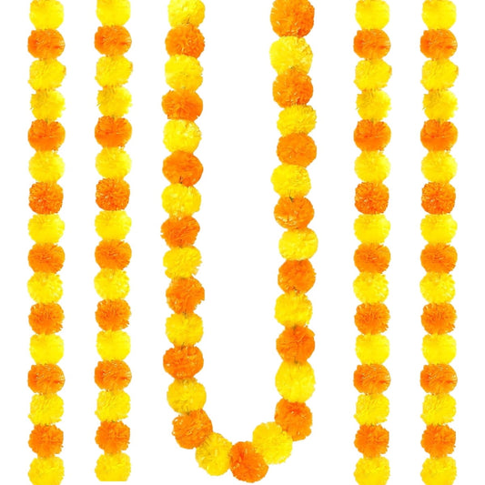 Tutuviw 4Pcs Marigold Garland,5 ft Diwali Wedding Party Mantle Decoration,Faux Artificial Marigold V1189-WXFWAL-20260319-00499