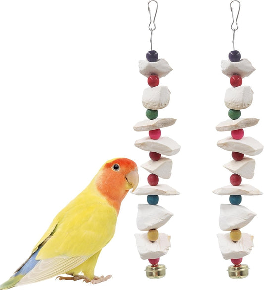 Tutuviw 2Pcs Bird Cuttlebone Chew Toy,Natural Calcium Cuddle Bone Sharp Beaks Cage Toy,Large Parrot Chewing V1189-WXFWAL-20260319-00503