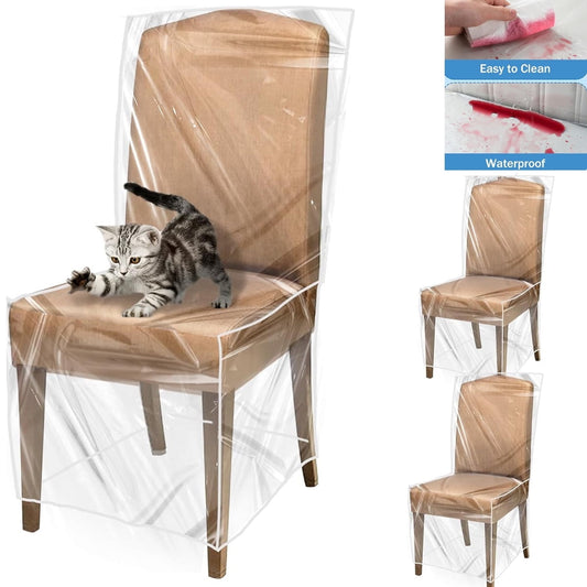 Plastic Chair Covers,Tutuviw 2Pcs Clear Dining Room Chairs Cover,Waterproof Stool Protectors from Cat Kids' V1189-WXFWAL-20260319-00504