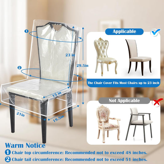 Plastic Chair Covers,Tutuviw 2Pcs Clear Dining Room Chairs Cover,Waterproof Stool Protectors from Cat Kids' V1189-WXFWAL-20260319-00504