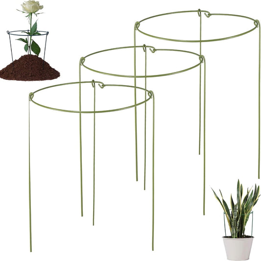 Tutuviw 3 Pcs Garden Plant Support Rings for Potted Plant,9x11in Round Metal Plant Stakes Rings,Garden Plant V1189-WXFWAL-20260319-00506