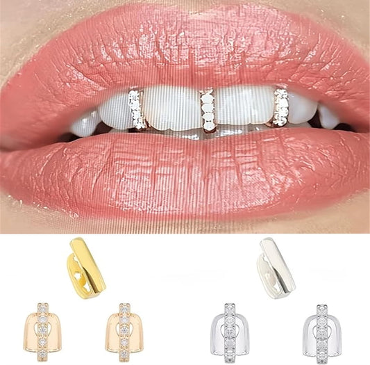 Tutuviw 6Pcs 18K Gold Plated Hip Hop Teeth,Hip Hop Teeth Grillz Set for Men Women,Hip Hop Grills for Your V1189-WXFWAL-20260319-00510