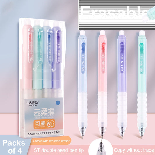 4 PCS Erasable Pens - 0.5mm Press Rub Out Gel Pens with Eraser Clear, Heat Friction Markers, Make Mistakes V1189-WXFWAL-20260319-00521
