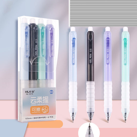 4 PCS Erasable Pens - 0.5mm Press Rub Out Gel Pens with Eraser Clear, Heat Friction Markers, Make Mistakes V1189-WXFWAL-20260319-00522