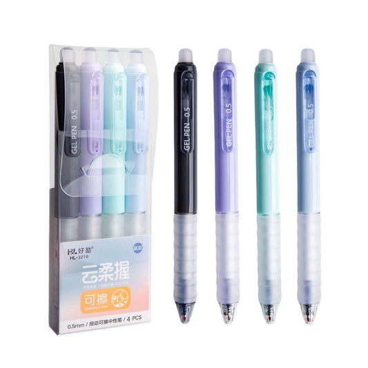 4 PCS Erasable Pens - 0.5mm Press Rub Out Gel Pens with Eraser Clear, Heat Friction Markers, Make Mistakes V1189-WXFWAL-20260319-00522
