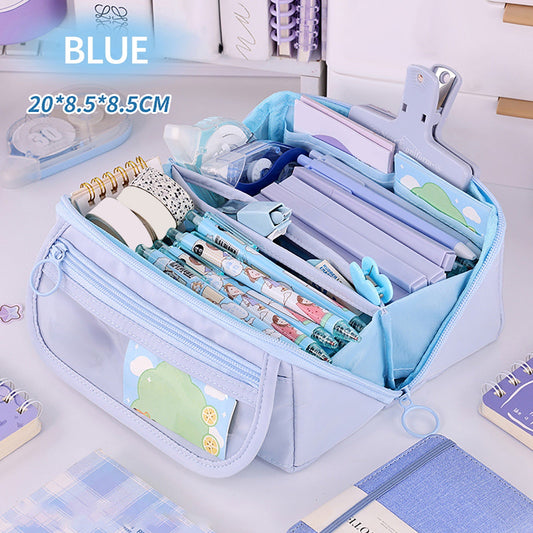 Multi-layer Cloth Pencil Case, Large Capacity Pen Pouch, Pen Stationery Organizer, Portable Art Supply Marker V1189-WXFWAL-20260319-00525