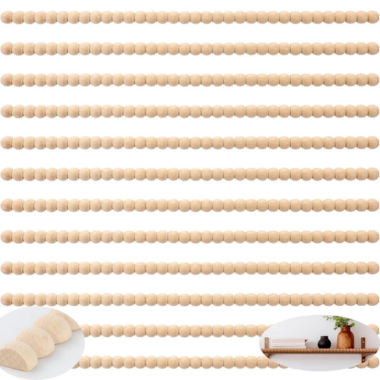 Tutuviw 12 Pcs Decorative Half Wooden Beads Trim Molding Half Wooden Beads Trim Molding 15. 75 in Unfinished V1189-WXFWAL-20260319-00530