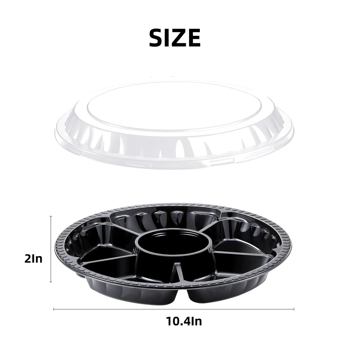 QZS Plastic Veggie Tray,Disposable Fruit Tray with 6 Compartment,10Pack Catering Vegetable Container for Food V1189-WXFWAL-20260319-00531