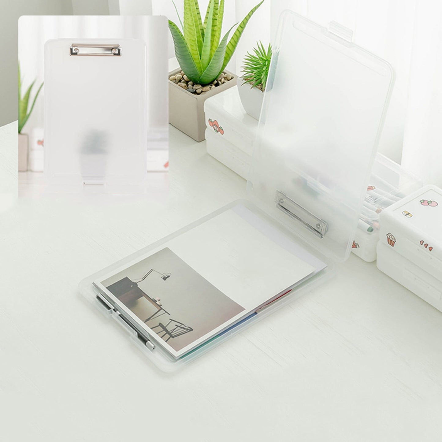 Clipboard with Storage File Box, Foldable A4 Large Capacity Clip Boards Folder, Plastic Clipboard with Pen V1189-WXFWAL-20260319-00534