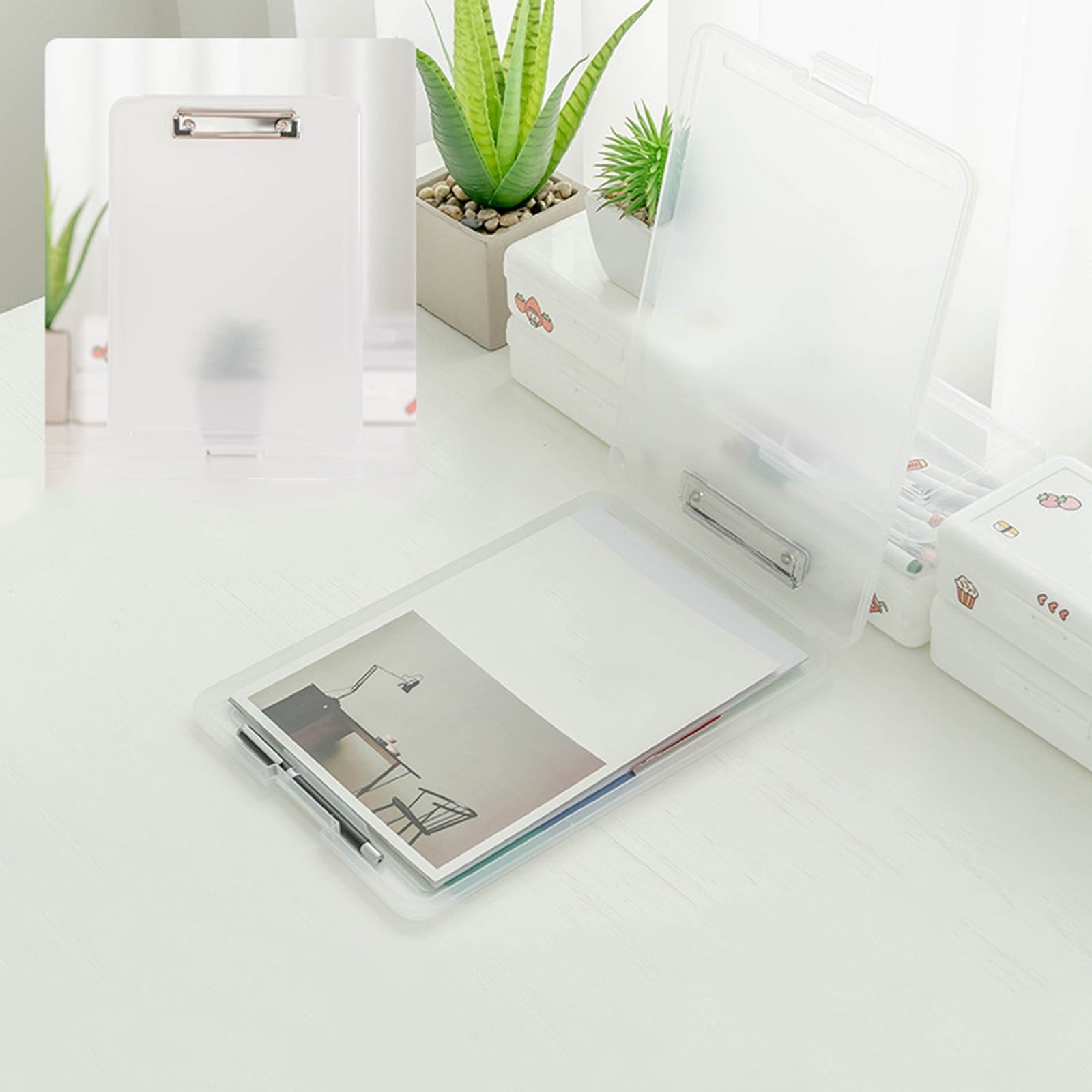 Clipboard with Storage File Box, Foldable A4 Large Capacity Clip Boards Folder, Plastic Clipboard with Pen V1189-WXFWAL-20260319-00534