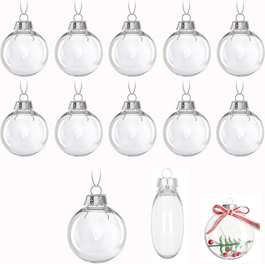 Tutuviw 12 Pcs Flat Round Paintable Clear Christmas Bulbs 2.4" Plastic Flat Fillable Christmas Ornaments V1189-WXFWAL-20260319-00541