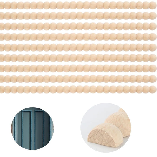 Unfinished Half Wooden Trim,QZS Half Beads Trim Molding,Set of 12 Unfinished 3D Decorative Beads for Home,for V1189-WXFWAL-20260319-00545