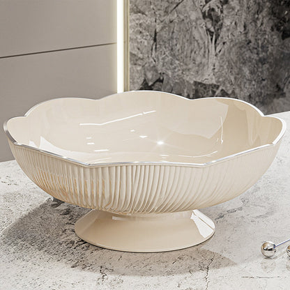 Ceramic Fruit Bowl for Kitchen Counter, Lights Pitches Fruit Plates, Decorative Bowl, Pedestal Bowl, Footed V1189-WXFWAL-20260319-00553