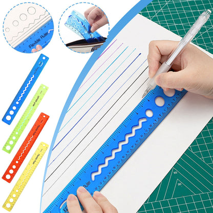 30cm/12inch Flexible Ruler, Rubber Plastic Ruler, Foldable Ruler Folding Soft Plastic Ruler, Shatterproof V1189-WXFWAL-20260319-00554