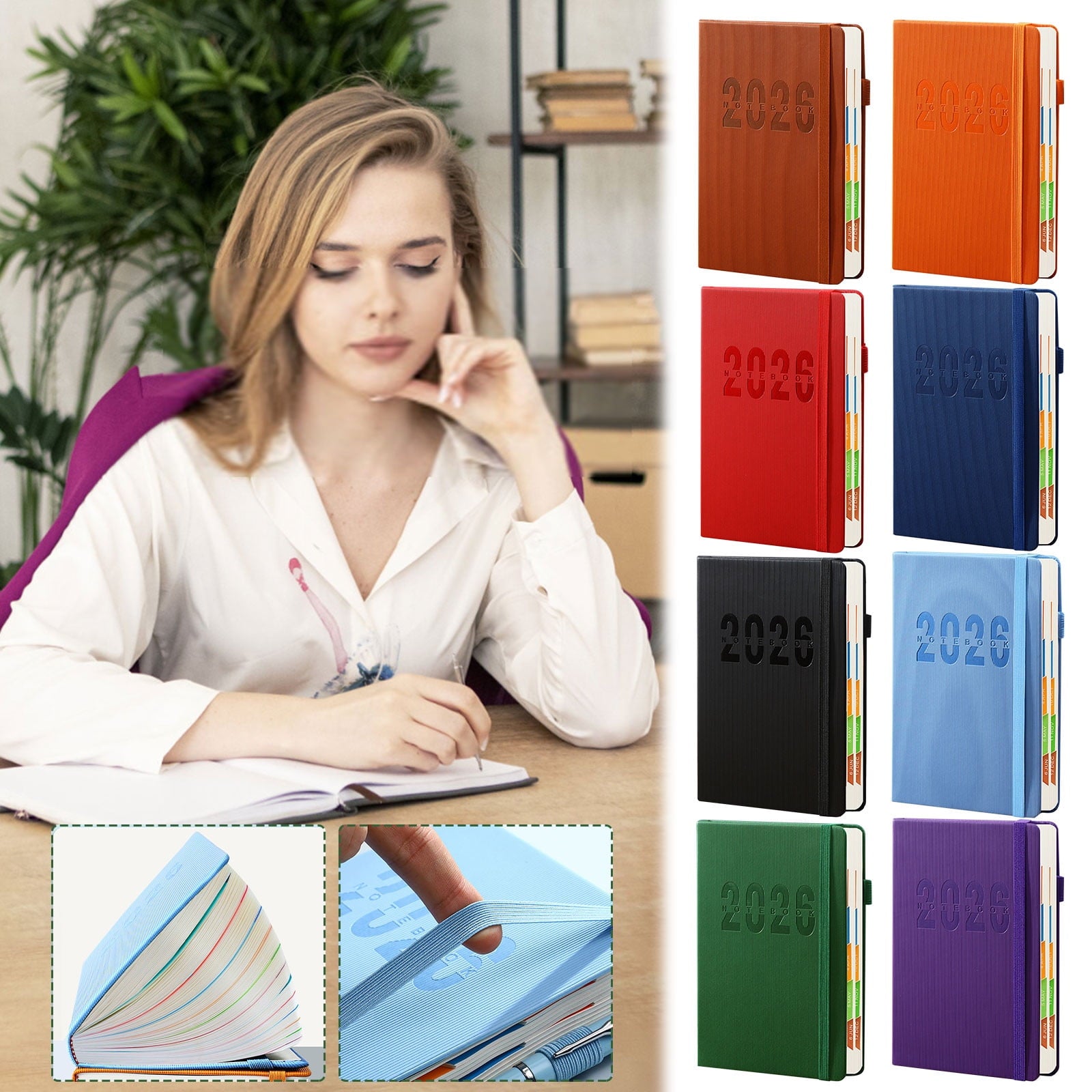 2026 Weekly Planner Notebook, Daily Planner Hardcover Calendar with Tabs and Pen Strap, 200 Pages Journaling V1189-WXFWAL-20260319-00567