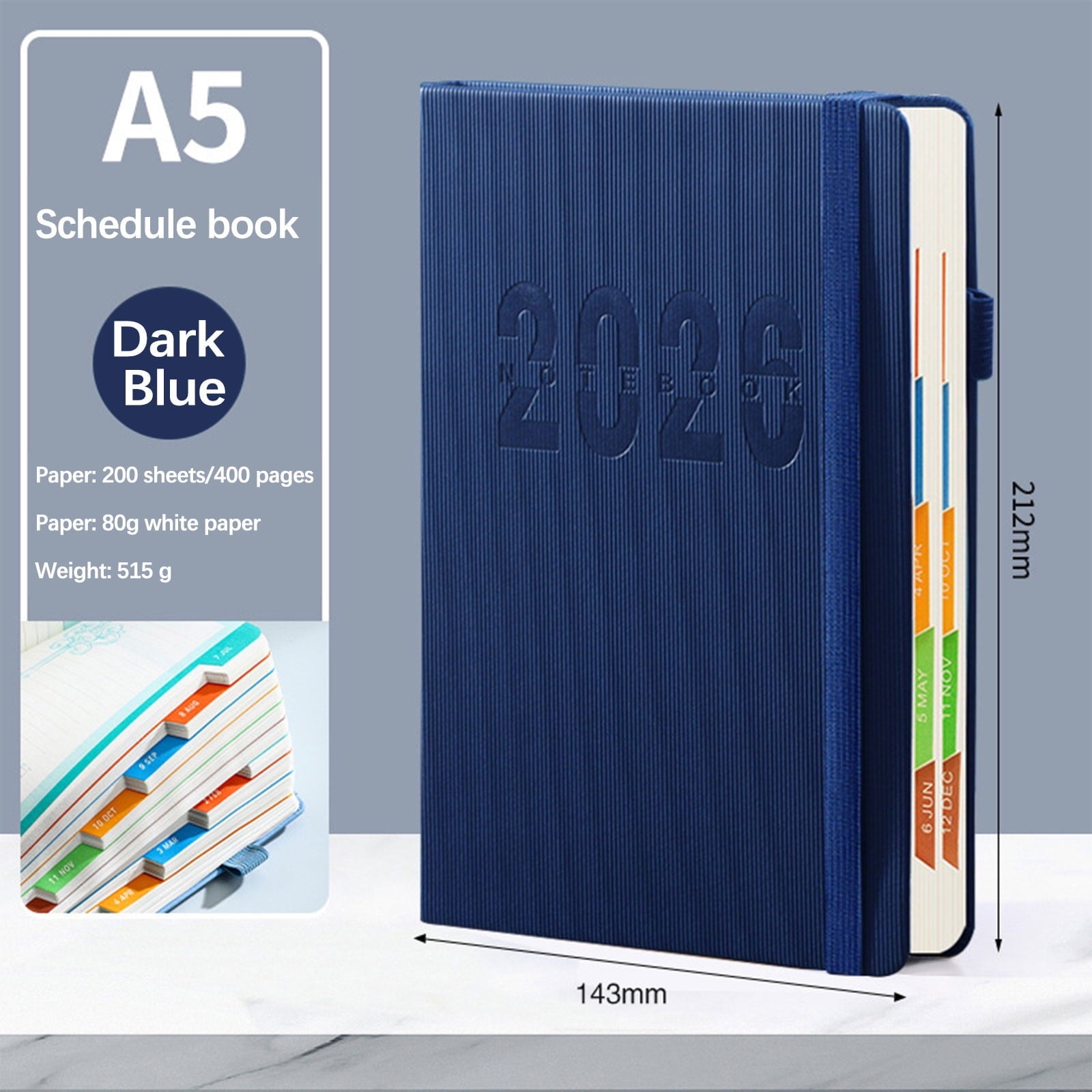 2026 Weekly Planner Notebook, Daily Planner Hardcover Calendar with Tabs and Pen Strap, 200 Pages Journaling V1189-WXFWAL-20260319-00568
