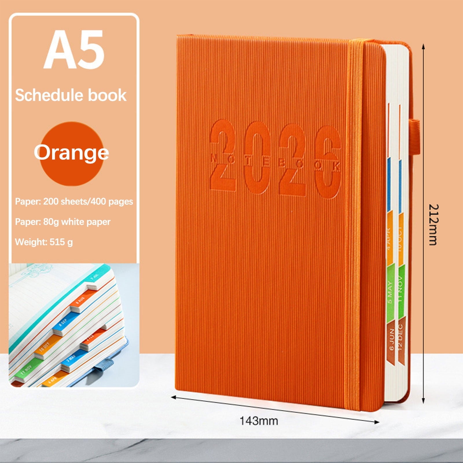 2026 Weekly Planner Notebook, Daily Planner Hardcover Calendar with Tabs and Pen Strap, 200 Pages Journaling V1189-WXFWAL-20260319-00571