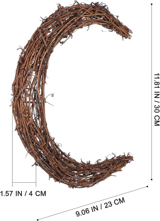 Tutuviw Rattan Crescent Moon Shaped Wreath Grapevine Wreath 11.8in Natural Rattan Wreath Vine Branch Wreath V1189-WXFWAL-20260319-00579