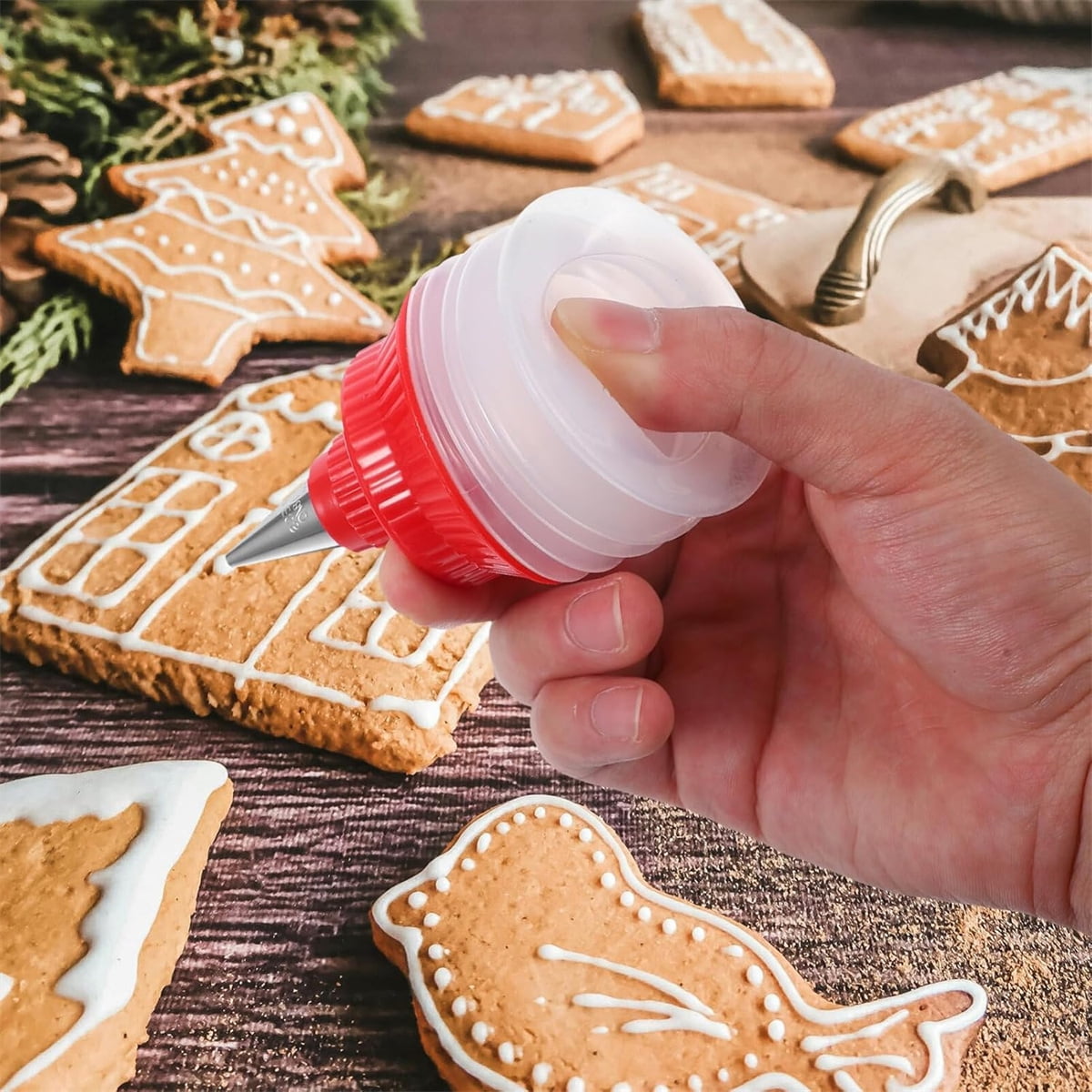 Tutuviw 6Pcs Cookie Decorating Squeeze Bottles for Icing,Icing Bottles with Stainless Steel Piping V1189-WXFWAL-20260319-00593