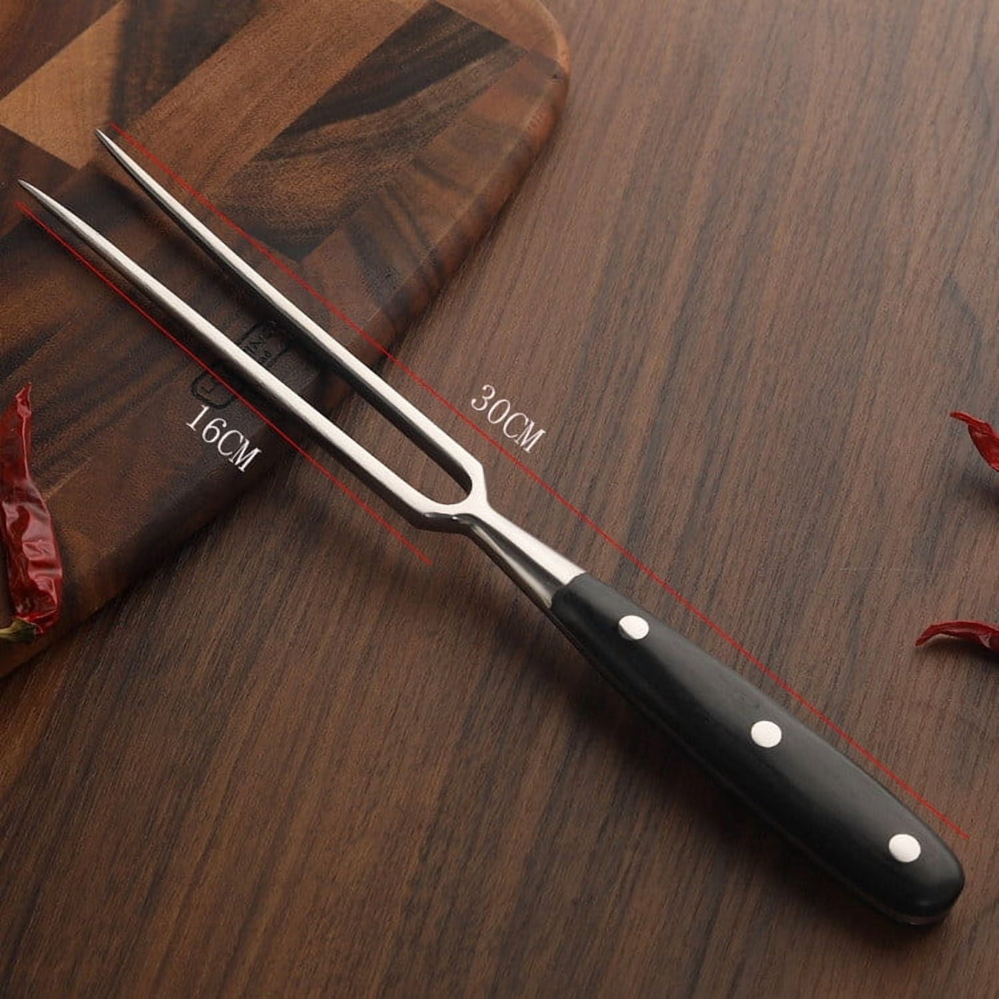 Stainless Steel Carving Fork with Redwood Handle, 11.8" Barbecue Fork Cutting Fork, Grilling Tools Meat Fork V1189-WXFWAL-20260319-00599