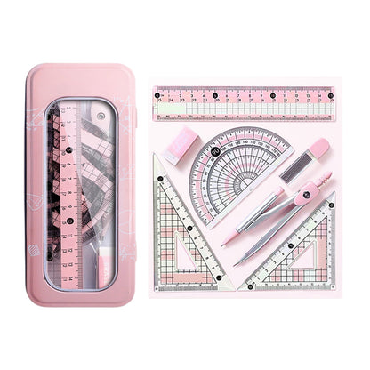 Compass Geometry Tool, Protractor and Compass Set, Metal Box Drawing Compass with Rulers, Math Compass Kit, V1189-WXFWAL-20260319-00613
