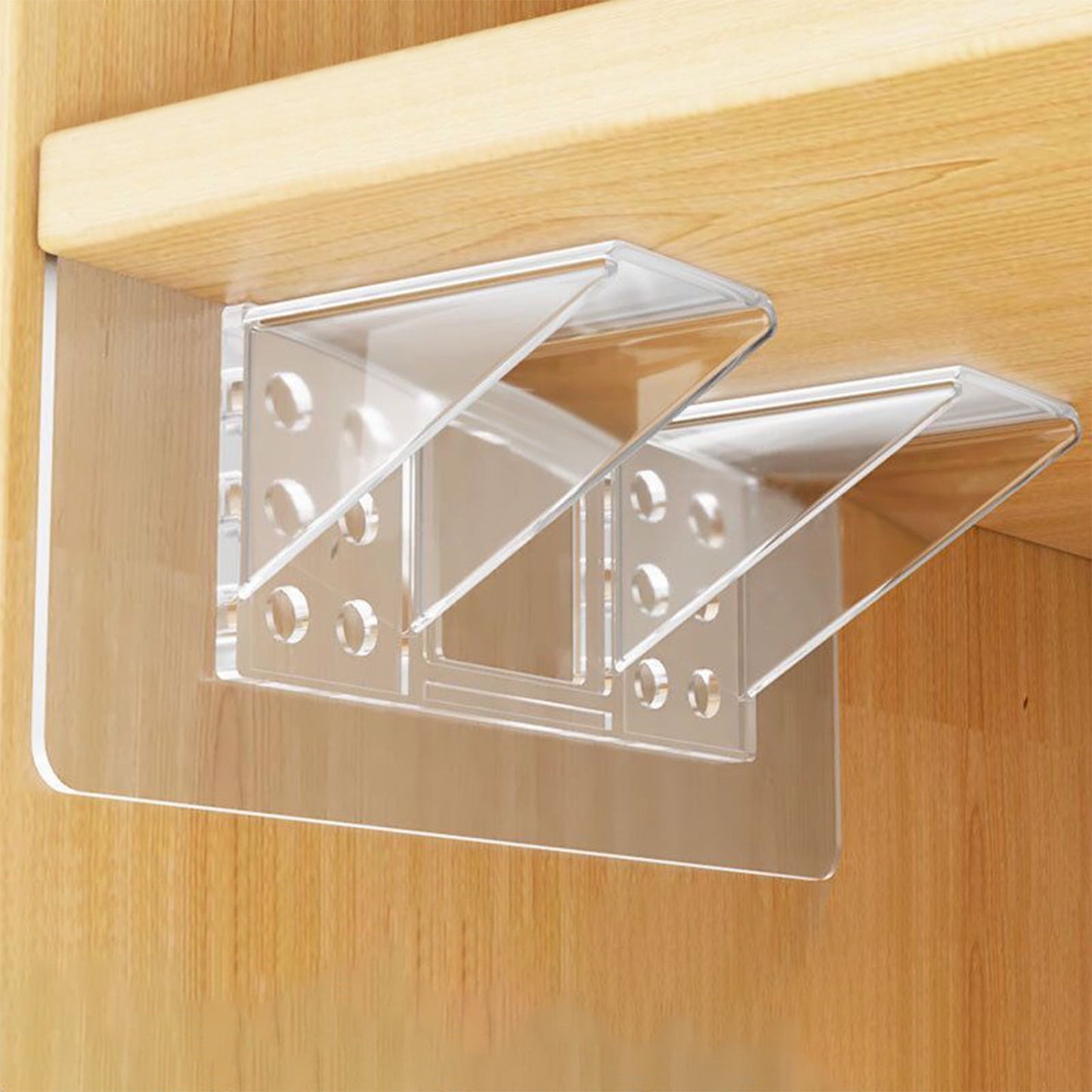 Adhesive Shelf Bracket, No-Drill Shelf Support Hooks, Clear Plastic Adhesive Wall-Mounted Bracket for Closet V1189-WXFWAL-20260319-00619