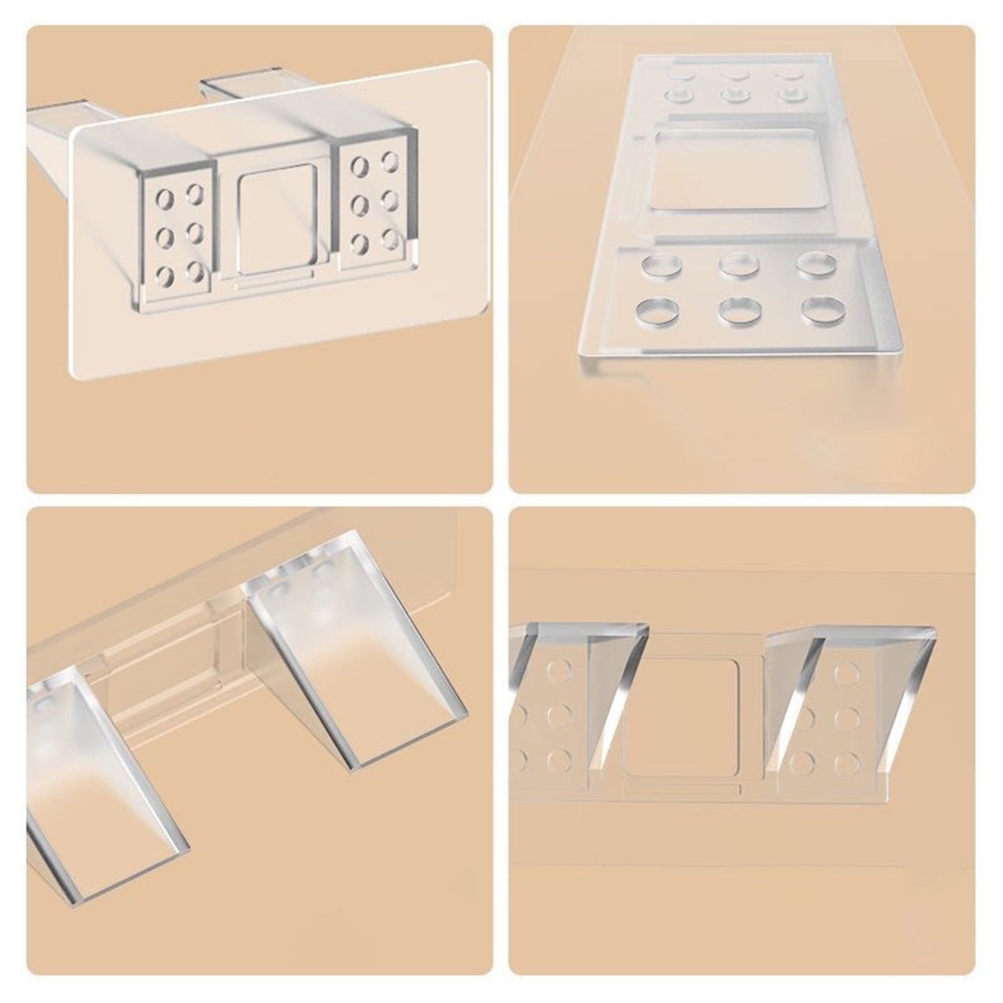 Adhesive Shelf Bracket, No-Drill Shelf Support Hooks, Clear Plastic Adhesive Wall-Mounted Bracket for Closet V1189-WXFWAL-20260319-00619