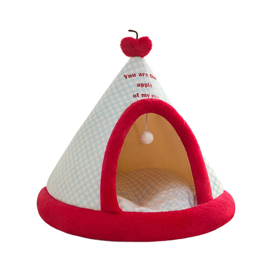 Apples Christmas Tent Christmas Pet Bed Semi Enclosed Cats Bed Dog Bed Removable And Washable Dog Bed Winter V1189-WXFWAL-20260319-00620