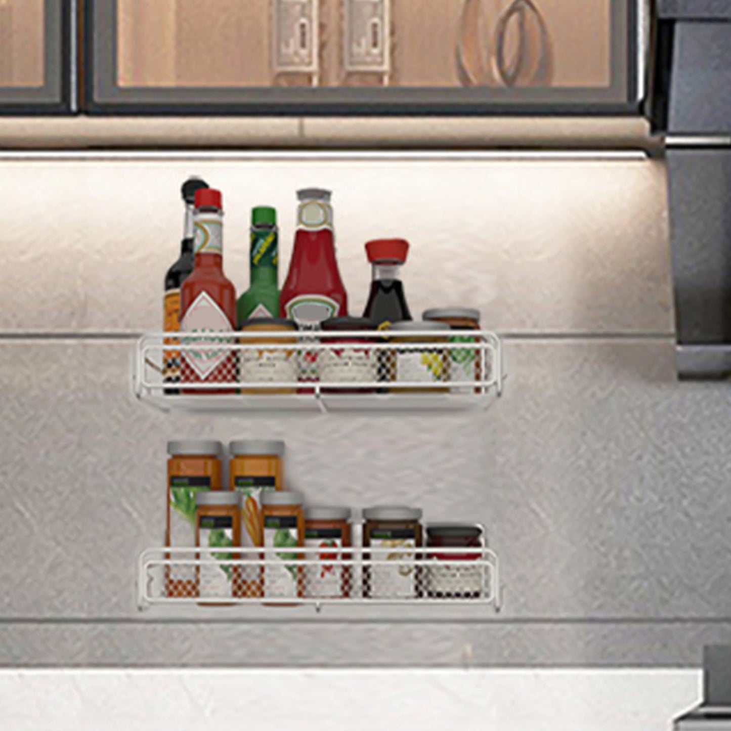 Magnetic Spice Rack for Refrigerator, Metal Strong Magnet Shelf, Space Saving Spice Organizer, Home Kitchen V1189-WXFWAL-20260319-00652
