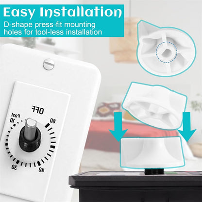 Tutuviw 2 Pack Timer Switch Knob Replacement Timer Switch Knob Compatible Spring Wound Timers D-Type Timer V1189-WXFWAL-20260319-00668