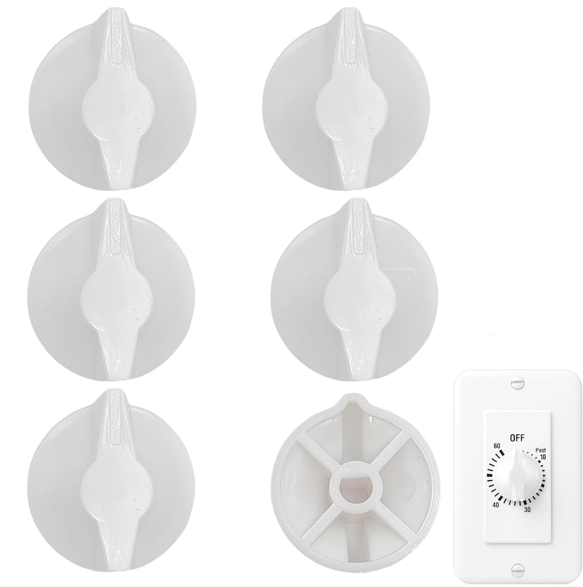 Tutuviw 2 Pack Timer Switch Knob Replacement Timer Switch Knob Compatible Spring Wound Timers D-Type Timer V1189-WXFWAL-20260319-00669