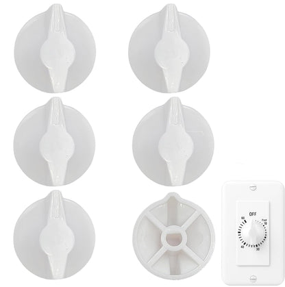 Tutuviw 2 Pack Timer Switch Knob Replacement Timer Switch Knob Compatible Spring Wound Timers D-Type Timer V1189-WXFWAL-20260319-00669