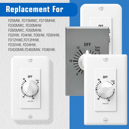 Tutuviw 2 Pack Timer Switch Knob Replacement Timer Switch Knob Compatible Spring Wound Timers D-Type Timer V1189-WXFWAL-20260319-00669
