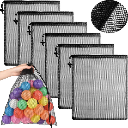 Colorful Mesh Drawstring Bag Tutuviw 6 Pcs Mesh Laundry Bags Nylon Drawstring Bag for Pool Beach Ball Toys V1189-WXFWAL-20260319-00675