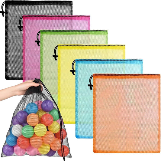 Colorful Mesh Drawstring Bag Tutuviw 6 Pcs Mesh Laundry Bags Nylon Drawstring Bag for Pool Beach Ball Toys V1189-WXFWAL-20260319-00676
