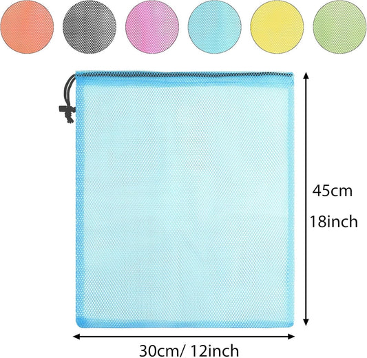 Colorful Mesh Drawstring Bag Tutuviw 6 Pcs Mesh Laundry Bags Nylon Drawstring Bag for Pool Beach Ball Toys V1189-WXFWAL-20260319-00676