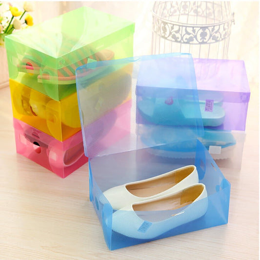5PCS Shoe Storage Box with Flip Lid, Foldable Clear Shoe Storage Organizer, Plastic Stackable Shoes V1189-WXFWAL-20260319-00685