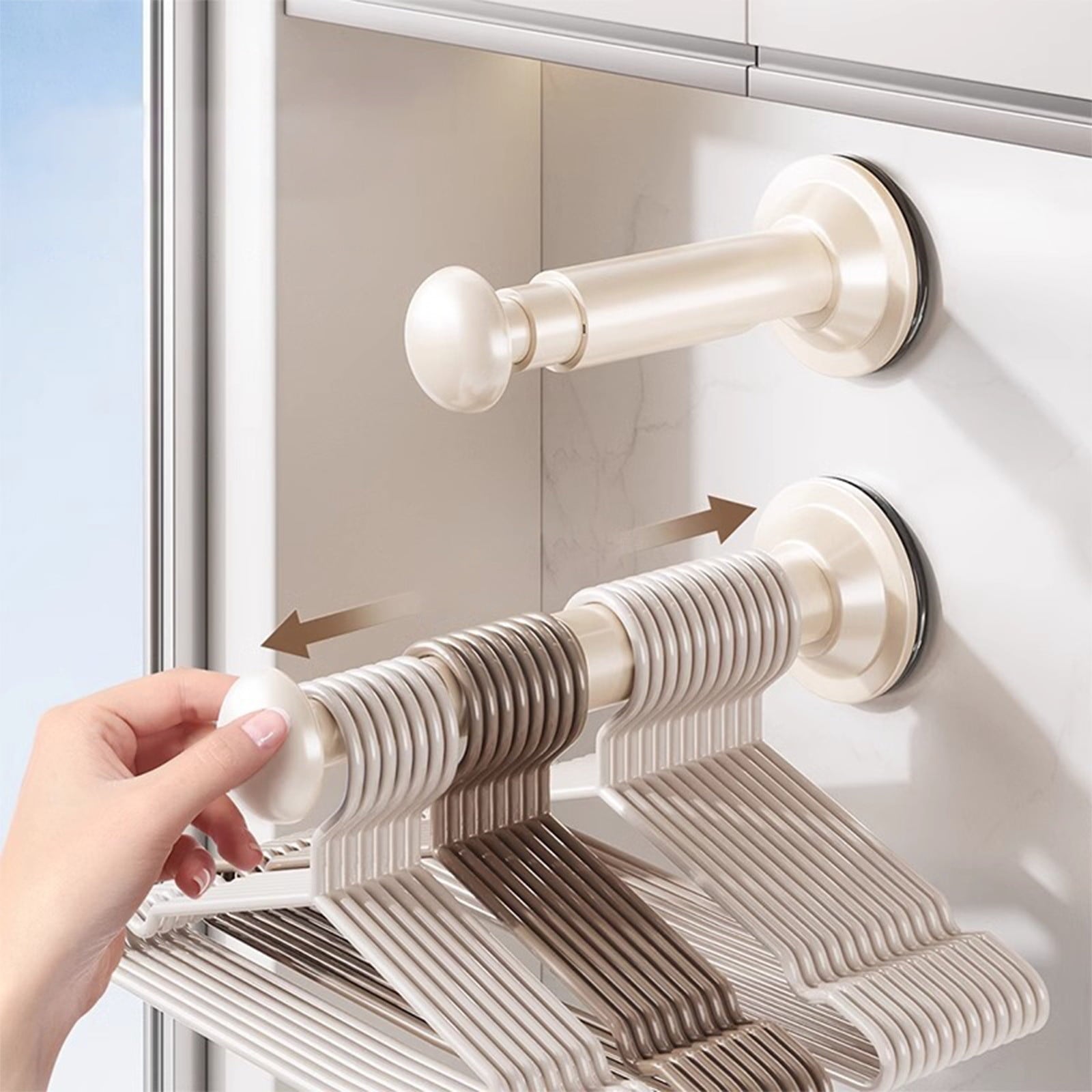 2PCS Retractable Clothes Hanger Storage Rack, Extendable Clothes Hanger with Suction Cup, Space Saving V1189-WXFWAL-20260319-00695