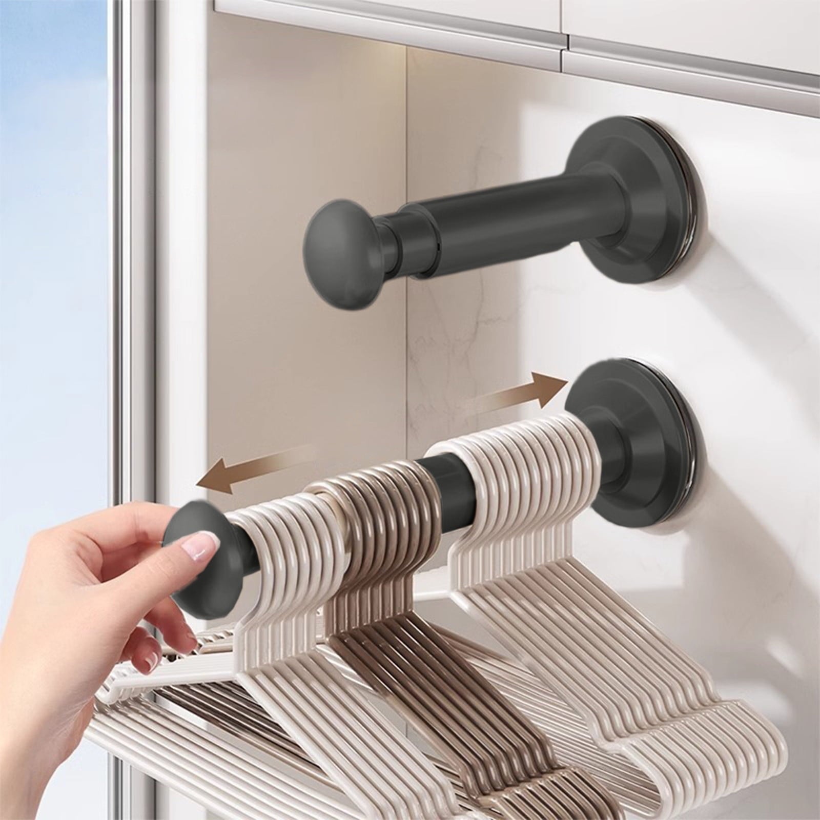 2PCS Retractable Clothes Hanger Storage Rack, Extendable Clothes Hanger with Suction Cup, Space Saving V1189-WXFWAL-20260319-00696